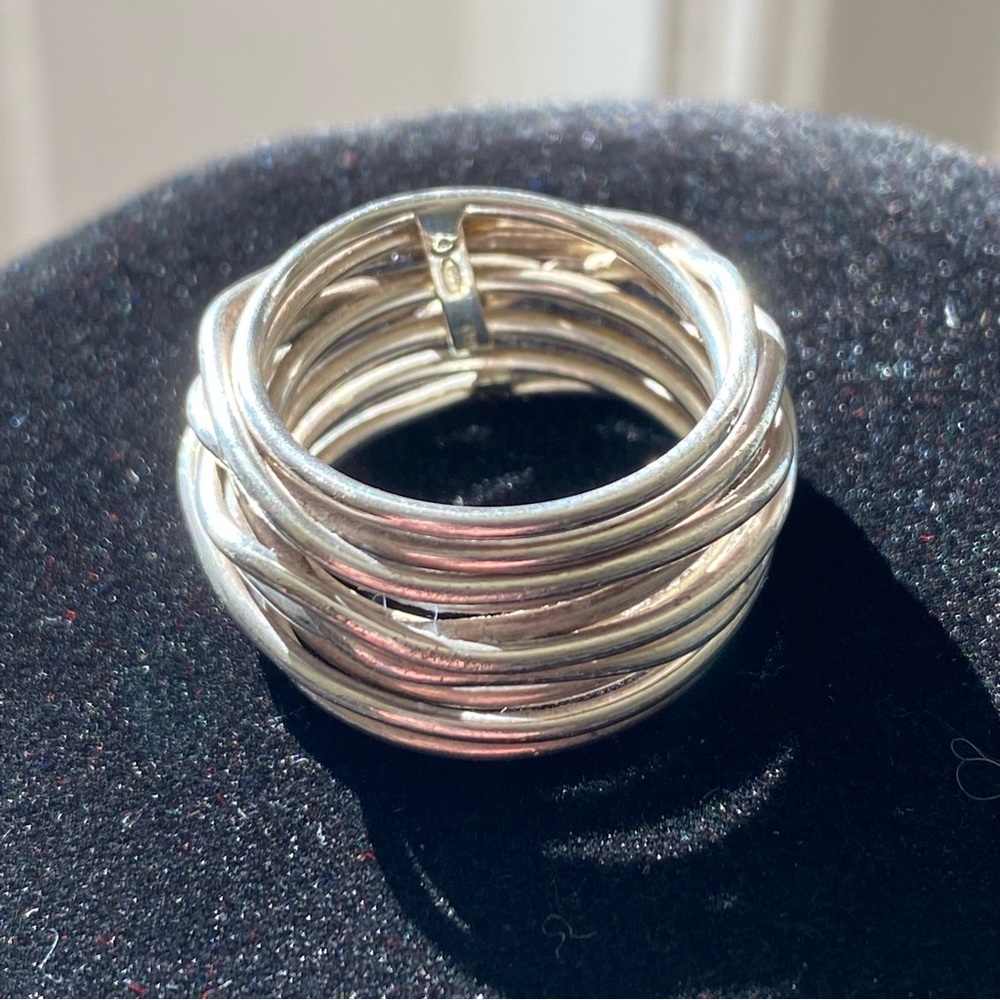 Vintage Sterling Silver Multi Band Stacked Ring Chunky Statement Wide Band 925